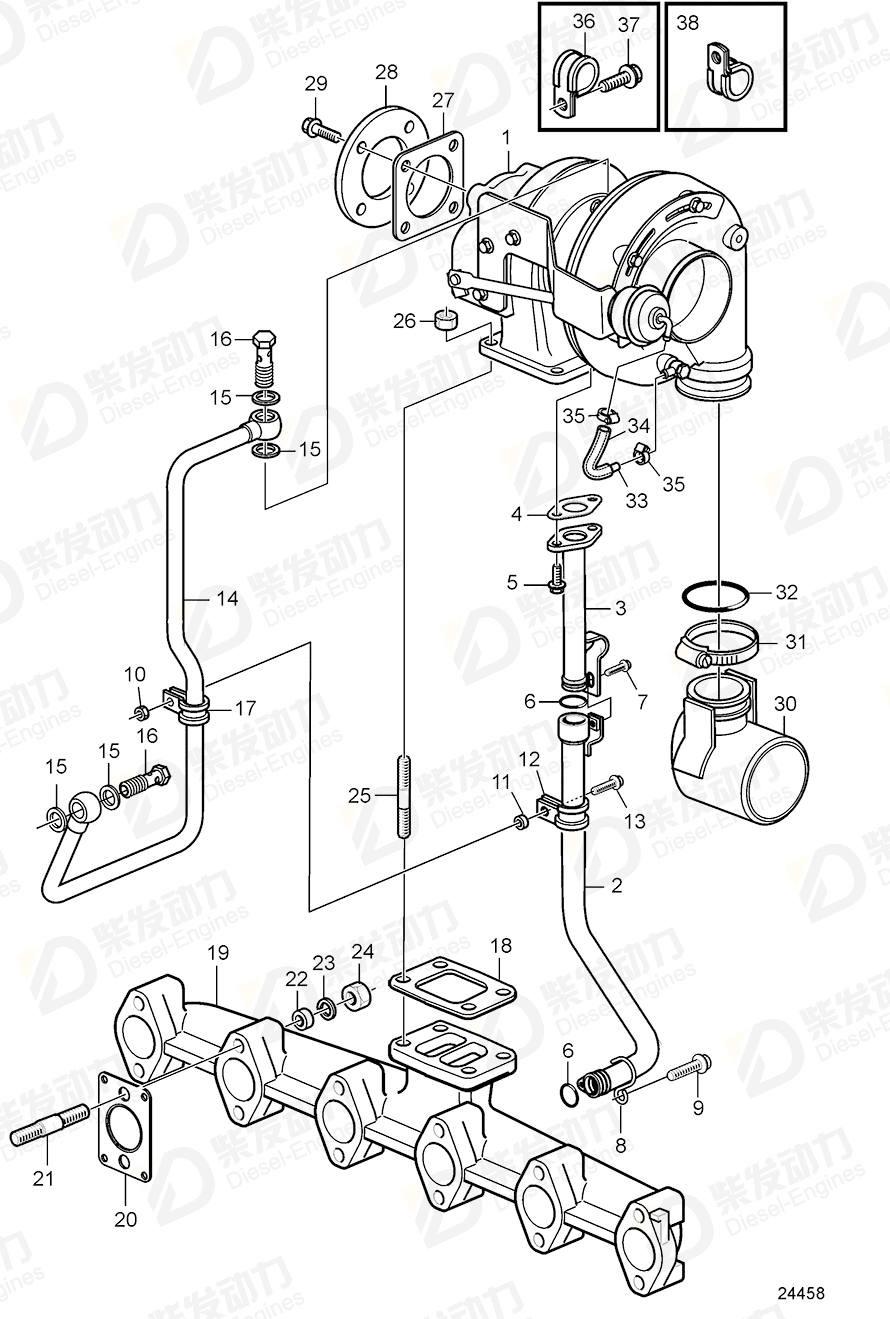 VOLVO Turbocharger, exch 3801105 Drawing
